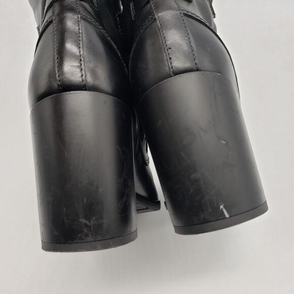 Napoleoni Boots Women EU 39 Black Lace Up Wool Leather Block Heel Made In Italy - Picture 9 of 13